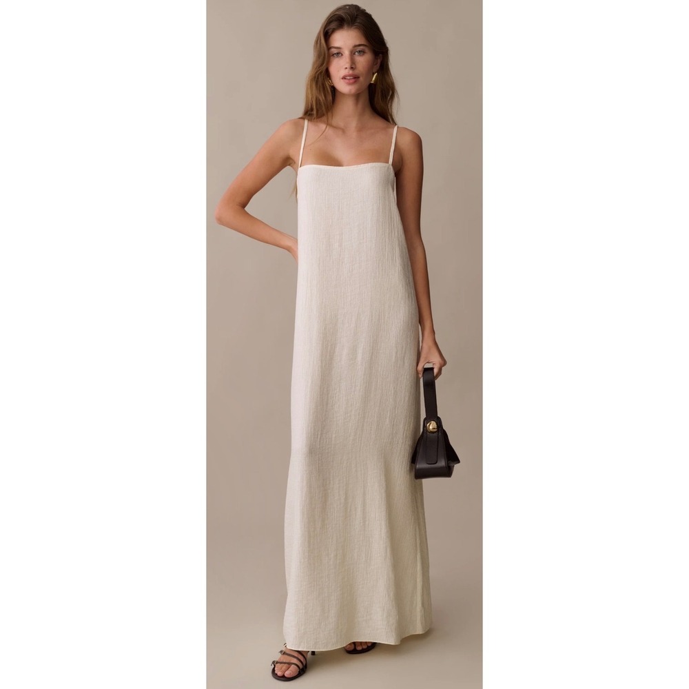 Few Moda o.p.t One Pretty Time Cream Textured Maxi Slip Dress Small NEW